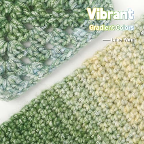 Image of Katech Yarn for Crocheting-Gradient Cake Yarn-4x100g 60% Cotton 30% Acrylic 10% Wool-Ombre Multicolor Soft Rainbow Cotton Crochet Yarn for Scarves, Shawls, Blankets, and Garments(F)