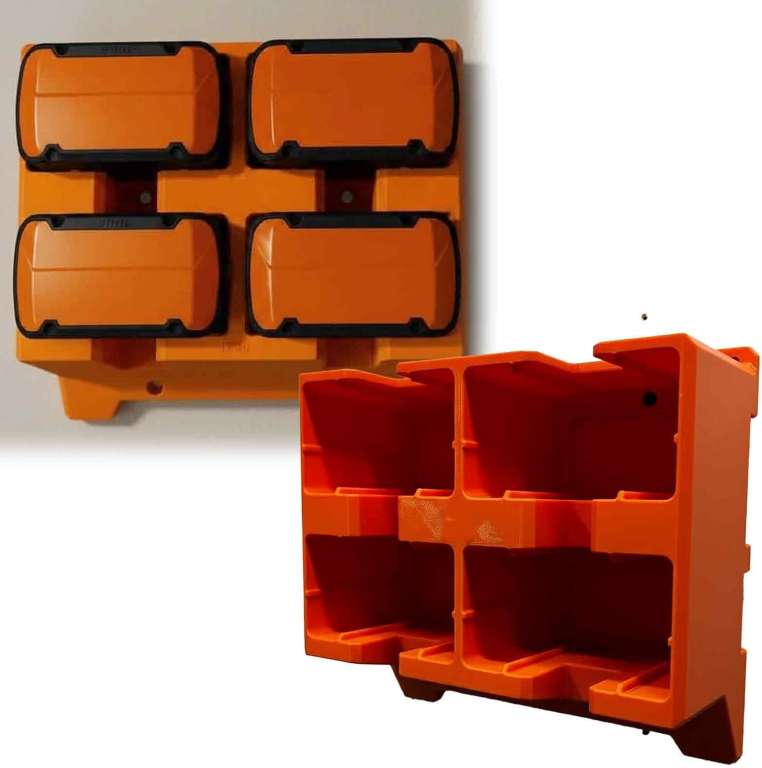 Heavy Duty Battery Holder for STIHL AP Series - Carbon Fiber Reinforced Wall Mount Storage Rack for AP 300 - Secure Battery Organizer with Mounting Screws (Quad Slot)