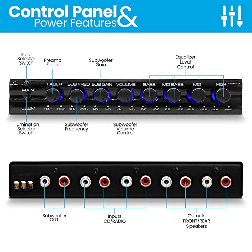 Parametric Equalizer With Subwoofer - 9 Volt Rms Pre-Amp Output With Subwoofer Gain Control And 2 Input Sources Selectable, Pre-Amp Line Aux Inputs Via Rca Jacks #TOP2