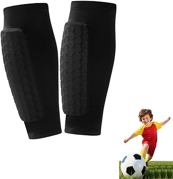 Soccer Shin Guards Pads Socks for Kids Youth Adult,Breathable Elastic Anti-Collision Calf Compression Sleeve with Honeycomb Pads for Protect Legs Guards
