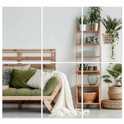 CINGHIA Espejos Adhesivos de Pared, 6 Piezas 30x20cm, Decorativos para Armarios, Sala de Estar, Baño, Dormitorio