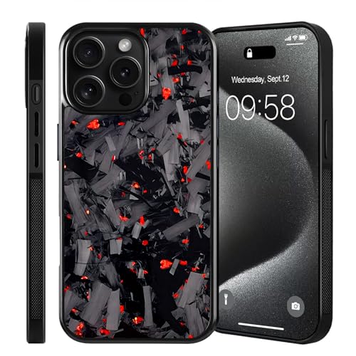 Coque de protection iPhone 14 Plus carbone forgé aramide magnétique rouge