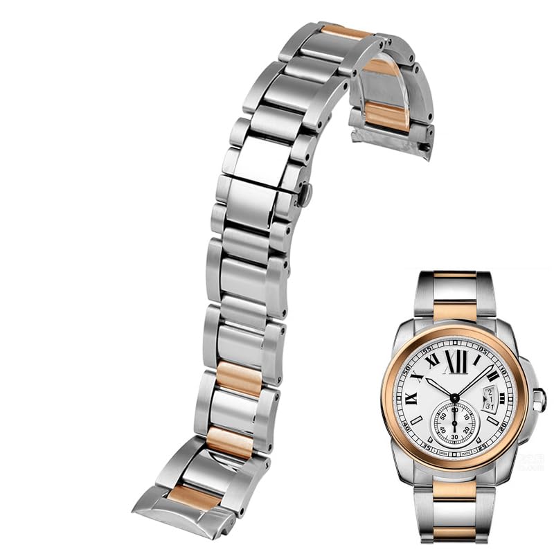 NRYCR Pulseras de reloj de metal de 23 mm para hombre, correas de reloj de acero inoxidable, correa de reloj de moda para mujer para accesorios Cartier, 23mm, Ag