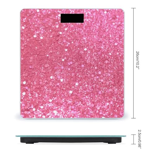 Báscula digital de baño rosa con brillo y vidrio templado miniatura 2