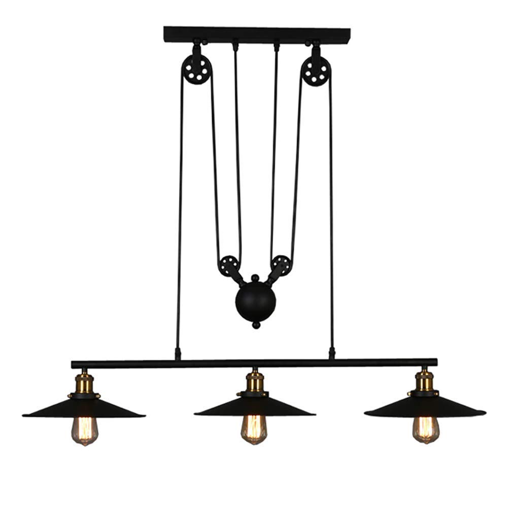 Wysuwana matowa czarna lampa wisząca, barowe oprawy oświetleniowe lampa sufitowa olejowana z brązu wisząca lampa vintage dom wiejski, 3 światła