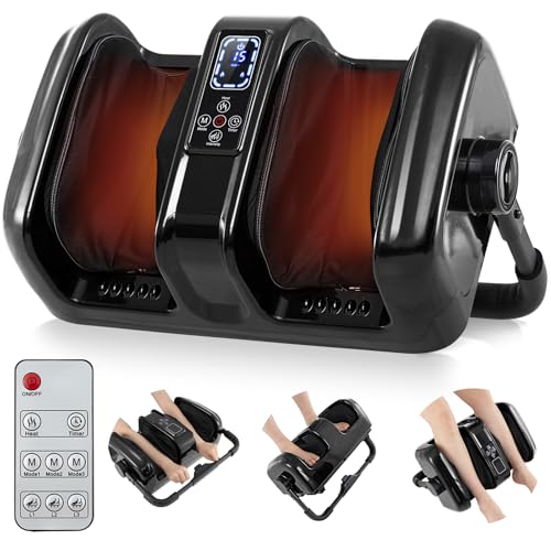 Image of Giantex Foot Massager with Heat and Remote Control, Calf Massager with 3 Massage Settings, Timer, Washable Cover, Adjustable Stand, Foot Massage Machine for Calf Arms Relax, Gift for Women Men (Black)
