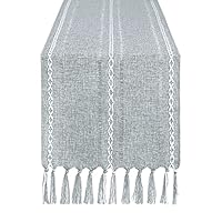 Runner Da Tavola Bohémien In Lino Con Nappe – Grigio Intrecciato, 33x152 Cm, Ricamato A Mano In Macramè, Perfetto Per Matrimoni