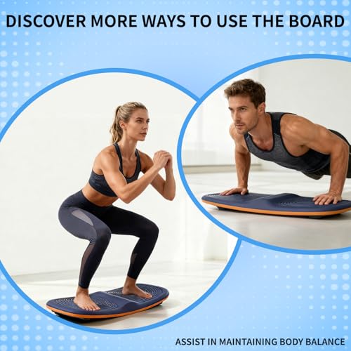 Image of Ergonomic Wooden Balance Board, Anti-Fatigue Wobble Board, Anti-Slip Balance Board with PU Cushioned Top, Standing Desk Mats, Rocker Board, Office Accessories, Blue