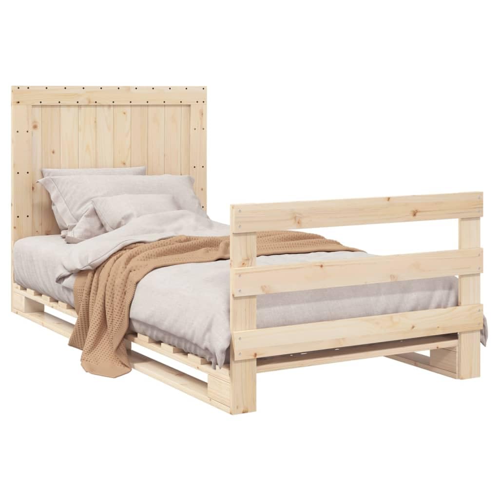 lite drewno sosnowe z wezgłowiem i podnóżkiem standard brąz 100x200 cm