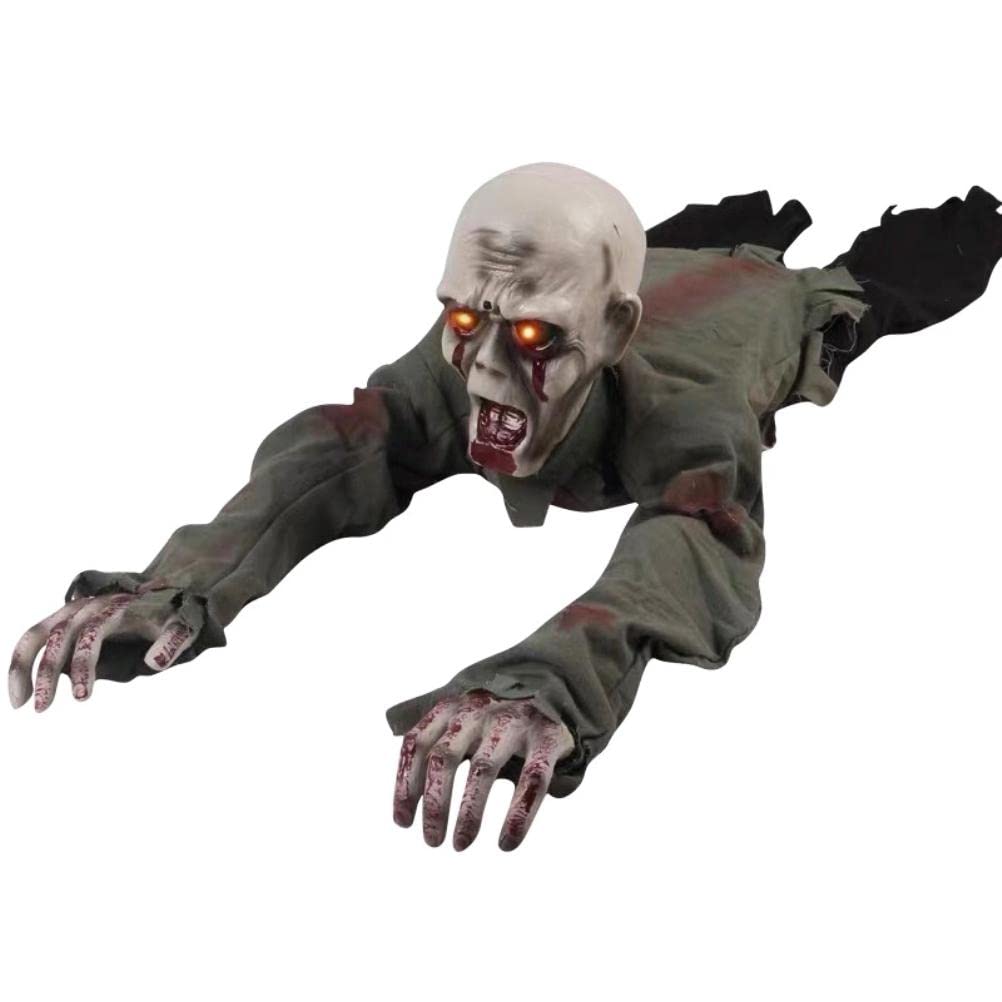 Gonetre Electric Halloween Crawling Zombie Ghost, Scary Halloween Decor Outdoor Indoor, Voice-Controlled, Crawling, Swaying, Making Terrifying Noises, Eyes Glowing