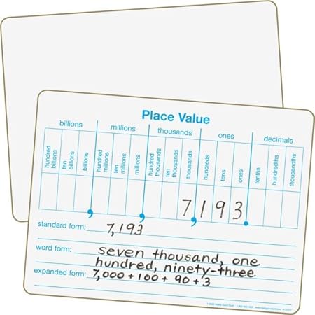 Amazon.com: Really Good Stuff Place Value Dry Erase Boards, 12” by 9 ...