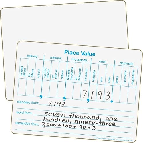Really Good Stuff Place Value Dry Erase Boards, 12” By 9” (Set Of 6) – Help Students Write Large Numbers In Standard, Word, Expanded Forms – Two-Sided Practice Boards #TOP22