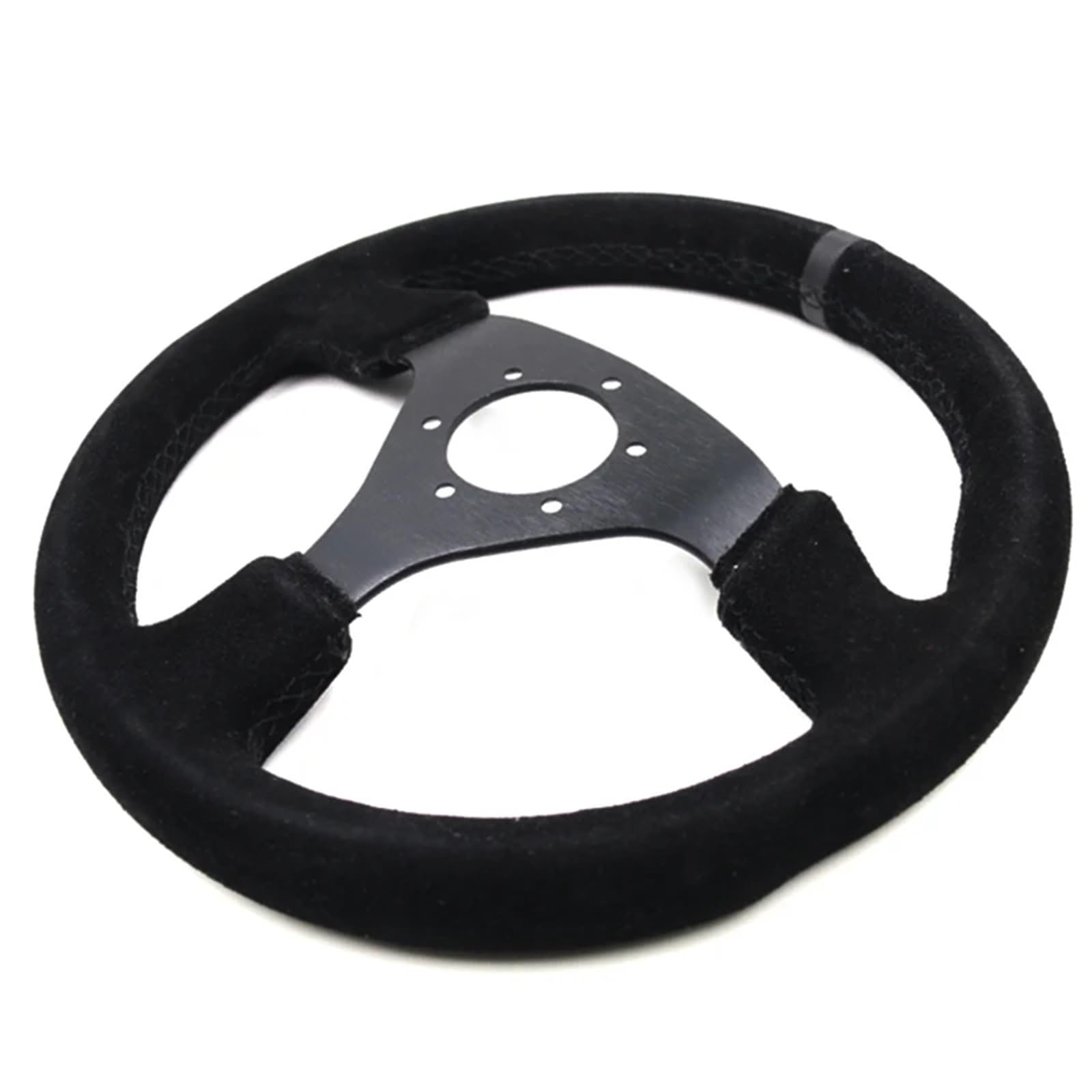 Volante da corsa Volante da corsa 13 pollici (330 mm) in pelle nera Sterzo piatto dotato di pulsante clacson per corsa rallye