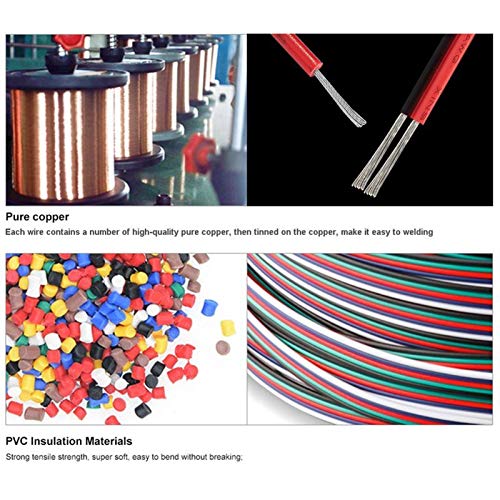 Cable eléctrico de 2 pines 20 AWG de cobre flexible de 10 metros de PVC 7