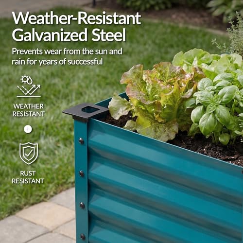Image of Best Choice Products 72x24x30in Non Toxic Galvanized Raised Garden Bed, Metal Elevated Planter Box, Vegetable Garden, 100% Non Toxic Material - Peacock Blue