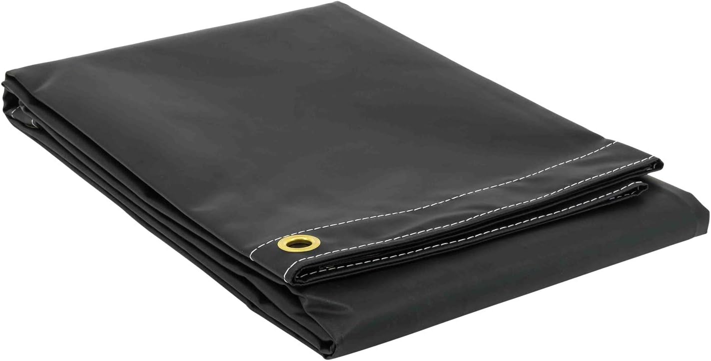 Mytee Products 8' x 10' Heavy Duty Black 18oz Vinyl Utility Tarp Waterproof, Multipurpose, Cars, Boats, Campers, Pool Cover, Tent