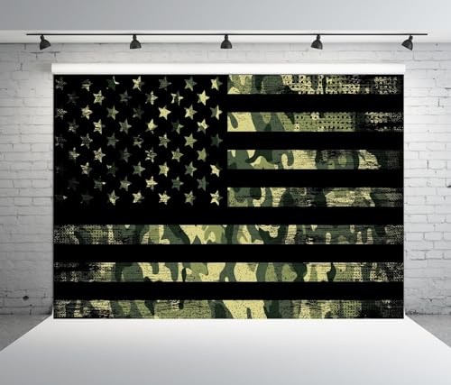 Fondo de Tela BELECO 10x8ft Bandera Americana Camuflaje miniatura 3