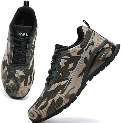 ikunka Men's Fashion Sneakers Lightweight Breathable Walking Shoes Tennis Cross Training Shoe Non Slip Trail Running Shoes（Camo 7）