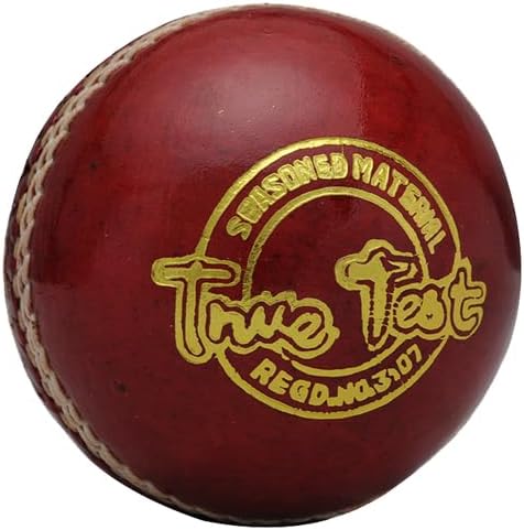Ss True Test Cricket Ball (Red, Pack of 1), Water Proofed Leather Ball, Suitable for Practice Game, Tournament Game Cork