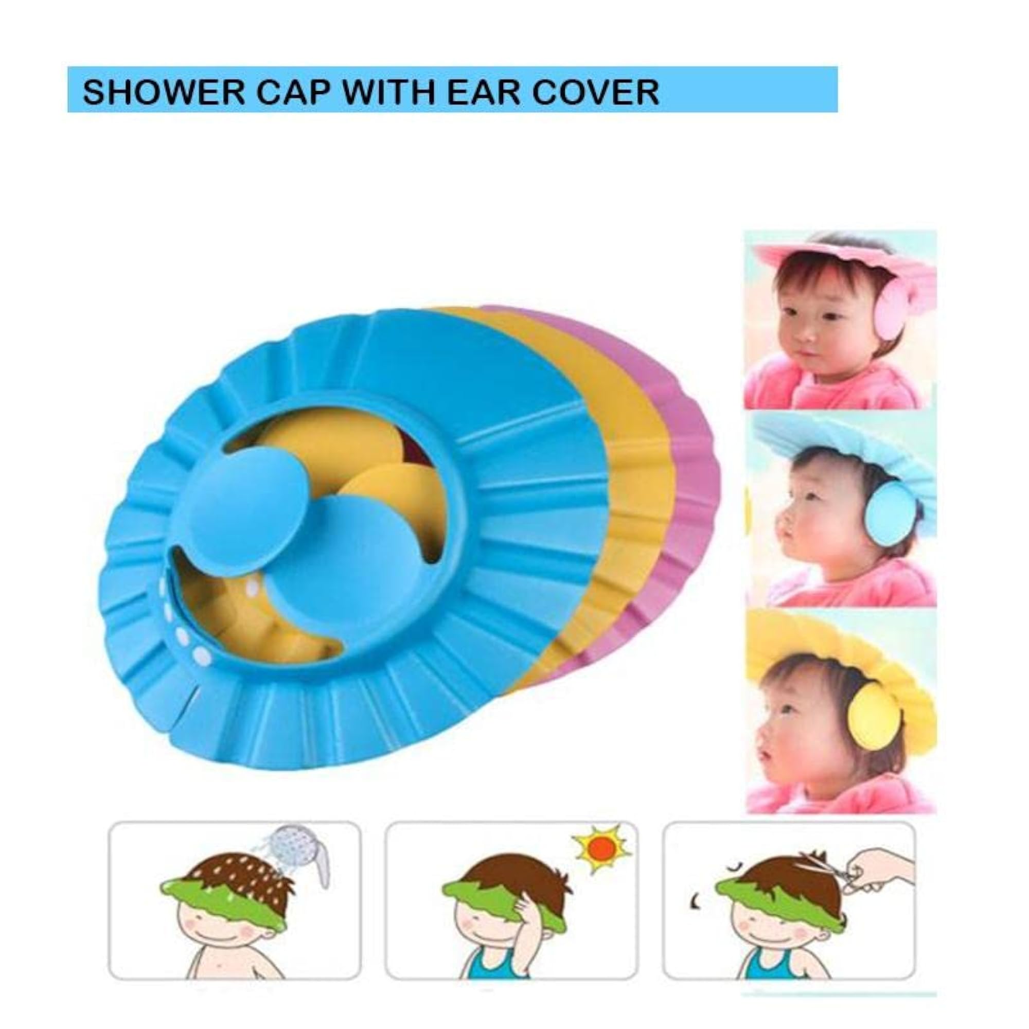 Tear-Free Baby Bath Cap, Waterproof Eye & Ear Protection