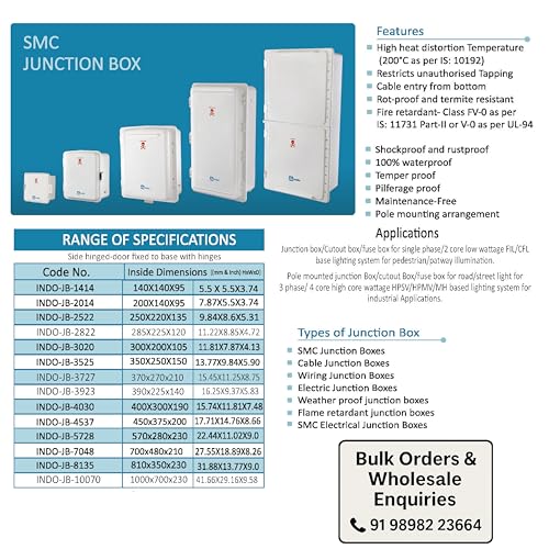 Image of junction Box | IP 65 Waterproof MCB,CCTV box Electronic Project Box Enclosure Case for Outdoor, Indoor | Suitable for Various Cabinets | Rot-proof & Rust Resistant (150 mm x 100 mm x 60 mm)