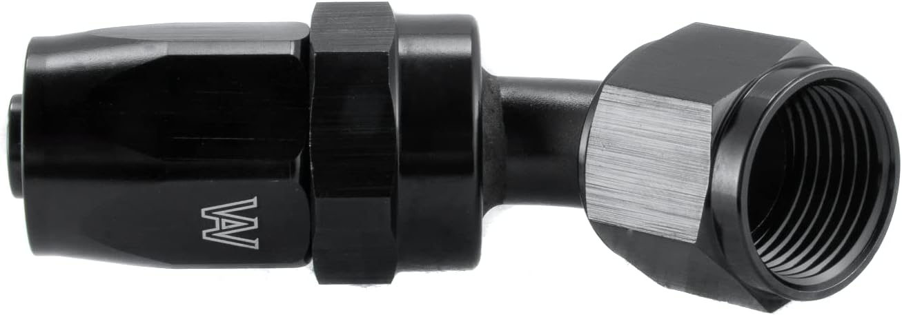 8AN Hose End Fitting 45 Degree Swivel Reusable Fitting Adapter Aluminum Black