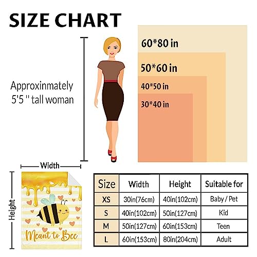Bee Blanket Gifts, 30"x40" Cute Bee Print Throw for Women Girls, Soft Cozy Warm Flannel for Sofa Bed
