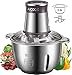 Produktbild AICOOK Zerkleinerer Küche Elektrisch Universalzerkleinerer mit 2.5L Edelstahlschüssel, 350W Multizerkleinerer mit 2 Geschwindigkeitsstufen, Fleischwolf mit 4 Klingen für Fleisch Zwiebeln Gemüse