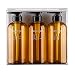 Produktbild Bocotoer 500 ml Reiseflaschen-Set, organisiert, auslaufsicher, Reisegröße, Toilettenartikel, nachfüllbar, Kosmetik, Make-up, Flüssigkeit, Reisebehälter, Braun, 3er-Set