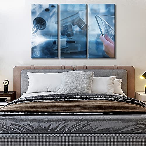 Image of TUMOVO 3 Panel Poster Future Smart Medical Technology Concept Wall Art Medicine Concept Pictures Wall Decor for Living Room Medical Wall Decor for Bedroom Framed Ready to Hang (36 inch Wx24 H)