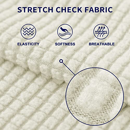 Subrtex Stretch Armchair Sofa Slipcover 1 Piece Sofa Cover 1 Seater Soft Couch Cover Washable Furniture Covers, Jacquard Fabric Small Checks(Ivory,Small) #TOP3