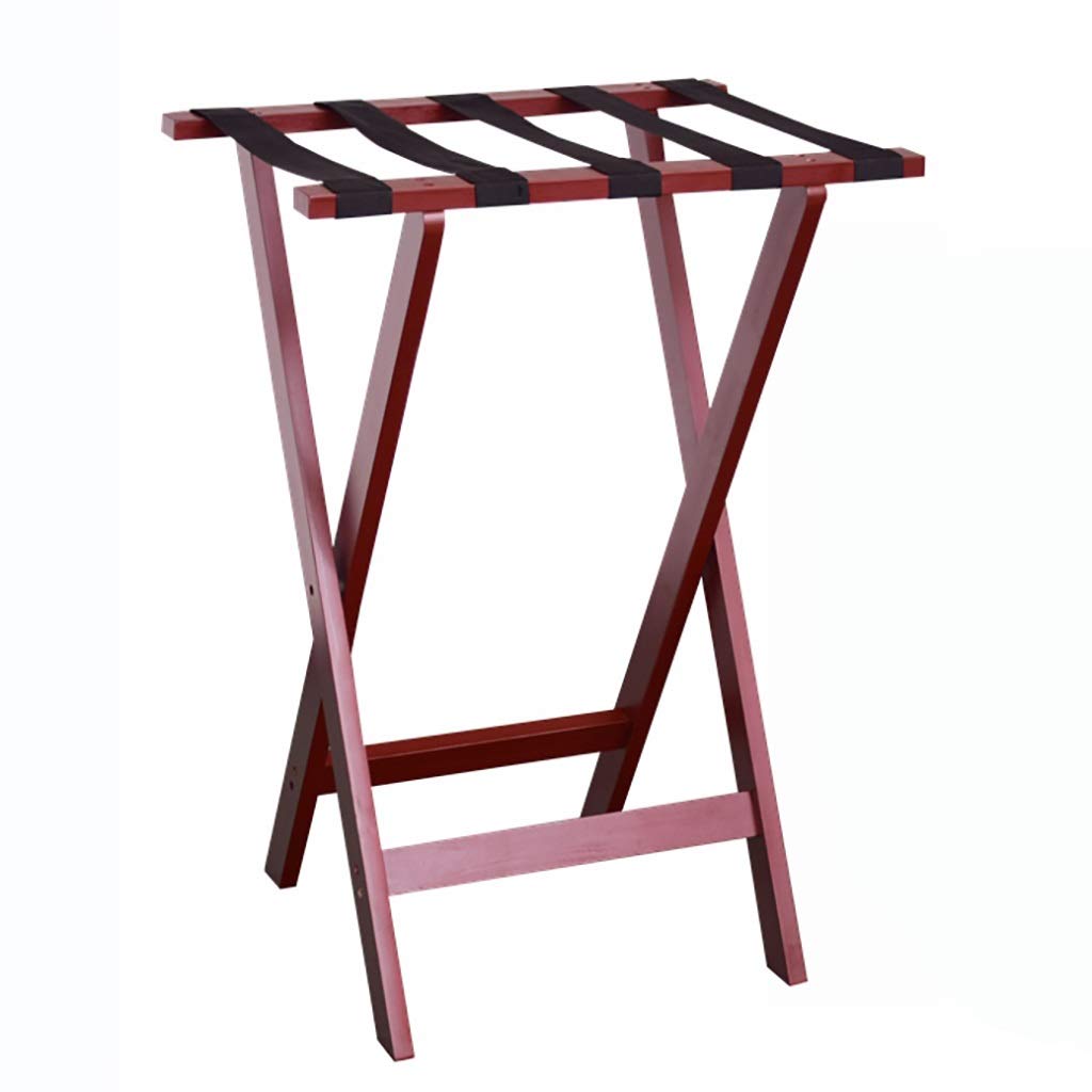 Porte-bagages pliant en bois rouge 60x45x83cm pour valises et rangement de chambre