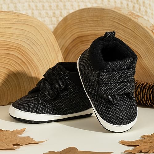 Image of CENCIRILY Baby Boys Girls High Top Sneakers Soft Soles Anti Skid Infant Ankle Shoes Toddler Prewalker First Walking Crib Shoes
