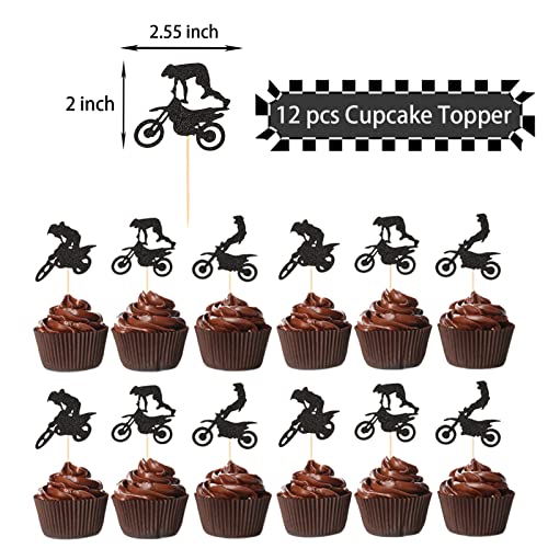 34 Pcs Dirt Bike Birthday Party Supplies Including Happy Birthday Banner, Balloons, Aluminum Foil Balloon, Cake Topper, Cupcake Toppers, Motorcycle Theme Party Decorations For Kids Aldults Fans #TOP6
