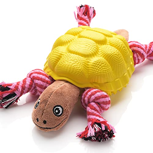Image of Sedioso Multifunctional Rubber Dog Chew Toy for Middle, Large Dogs - Food Dispensing Puzzle Toy, Aggressive Chewer, Yellow