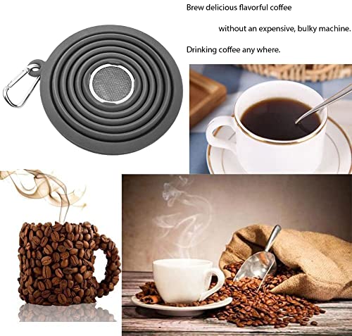 Collapsible Coffee Dripper Pour Over Coffee Filter, Silicone Reusable Coffee Maker,Paperless Coffee Brew Maker,Dishwasher Safe,Carabineer For Hiking, Backpacking,Camping,Home,Office(Grey) #TOP6