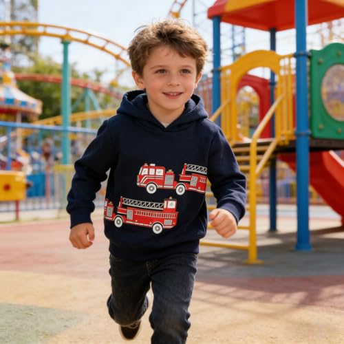 Image of Akyzic Baby Boys Dinosaurs Hoodie Boys Shark Pullover with Pocket Kids Truck Warm Sweatshirt Sweater