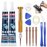 Handy Display Kleber - Handy Kleber Rückseite Smartphone mit Reparatursatz, Universal Bastelkleber Alleskleber Display Glue für Kunststoff, Glas, Metall, Keramik, 15ml x 2, Schwarz und Transparent