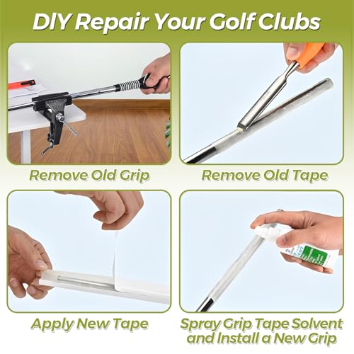 Lwuey Golf Grip Kit, Regripping Golfschläger Werkzeug zum Entfernen Gummi Schraubstock Hakenklingen 15 Streifen Doppelseitiges Klebeband Golfgriffe Montageset Wechsel Zwinge Reparieren Zubehör