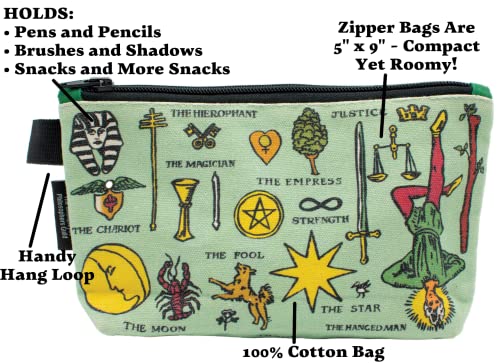 The Unemployed Philosophers Guild Tarot Bag - 9" Canvas Cartomancy Themed Zipper Pouch for Pencils, Tools, Cosmetics, Toiletries and More3