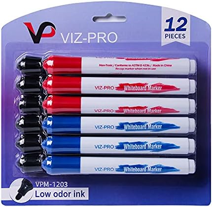 Miniatura 8 de VIZ-PRO Pizarra magnética de borrado en seco de 36 x 24 pulgadas, marco de aluminio plateado, con 12 marcadores