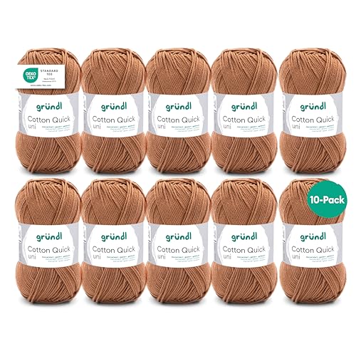 Gründl Laine Cotton Quick uni – laine fine pour crochet – fil à tricoter – fil à crocheter...
