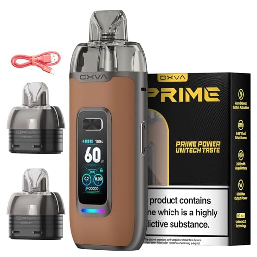 Oxva VPRIME Vape Pod Kit - First Ever Auto-Draw DTL Pod System Oxva Vape Pod Kit, Vape Oxva, Oxva Vape, 2600mAh Battery, 60W Output, 2ML TBD, No Nicotine-Brown Leather