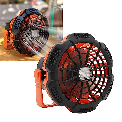 Brrnoo Ventilador Portátil de Carpa, 5200 MAh Ventilador USB con Batería Recargable con Luz LED y Control Remoto para Viajes de Pesca para Acampar y Oficina en Casa