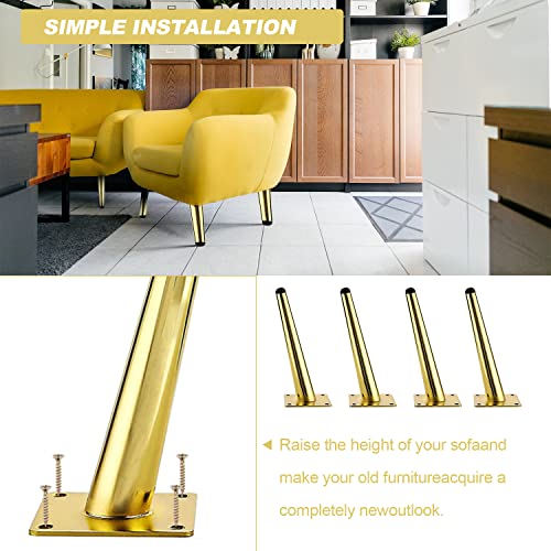 Jlxmaxlj 4Pcs 6 Inch Stainless Steel Gold Furniture Legs European Style Angled Sofa Hardware Support Titanium Gold Diy Furniture Replacement Accessories Furniture Legs #TOP3