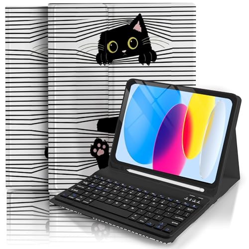 Teclado recargable para iPad 10.9 con soporte para lapices y funda protectora