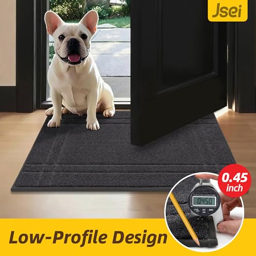 JSEI Door Mat for Entrance, TPR Non-Slip Backing, 20" x 32", Dark Grey by JSEI - Used condition - Image 7