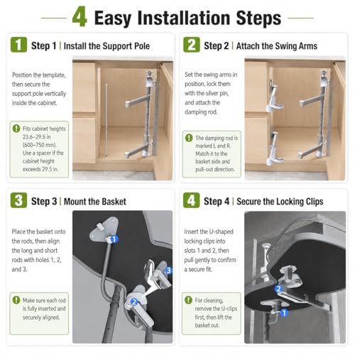 Blind Corner Cabinet Pull Out Organizer, Heavy Duty 2-Tier Soft Close System, Fits 12”-18” Cabinets, Left/Right Adjustable Magic Corner Storage for Kitchen Cabinets by MUOLVSQ - Image 7