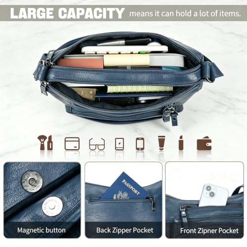 Image of ELDA Purses for Women Pocketbooks Soft PU Leather Ladies Crossbody Purse Multi Pocket Shoulder Bag
