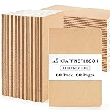 feela 60 Pack Kraft Notebooks Bulk, Lined Travel Journals Note Pad Notebooks for Men Women Girls Stu